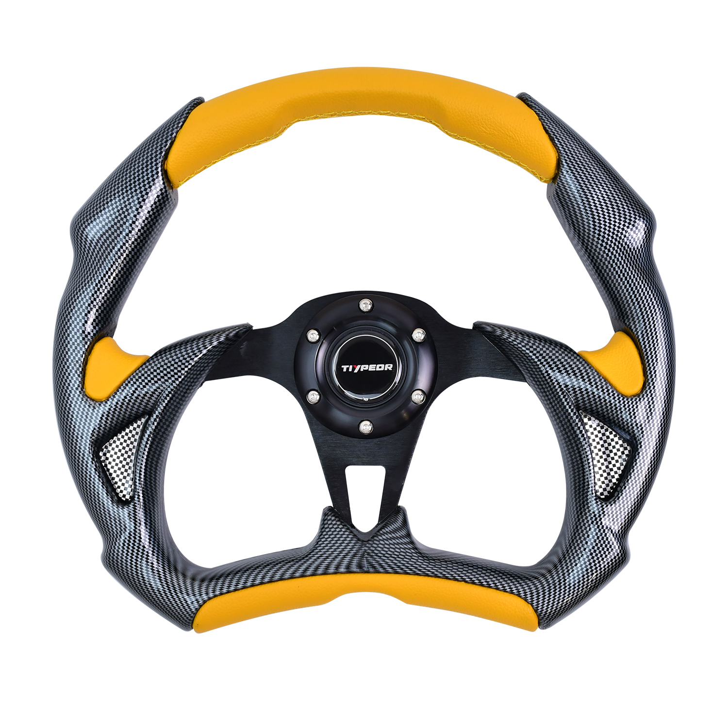 TIYPEOR Volant de Simulation de Course Jaune en Style Racing 350 mm