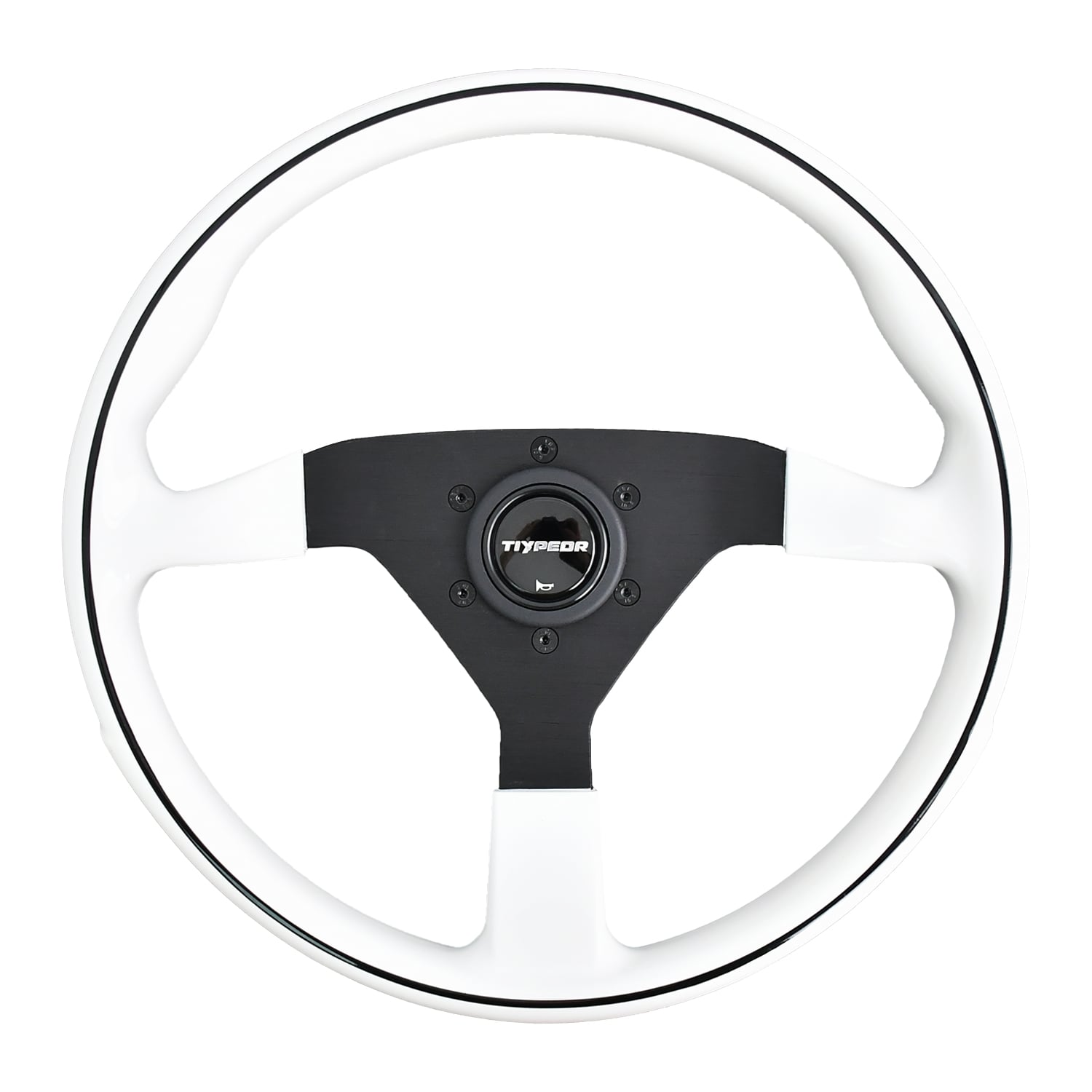 Volant TIYPEOR noir à 3 branches avec support en aluminium rétro, diamètre 13,4 po / 340 mm, matière ABS (réf. 691-04)
