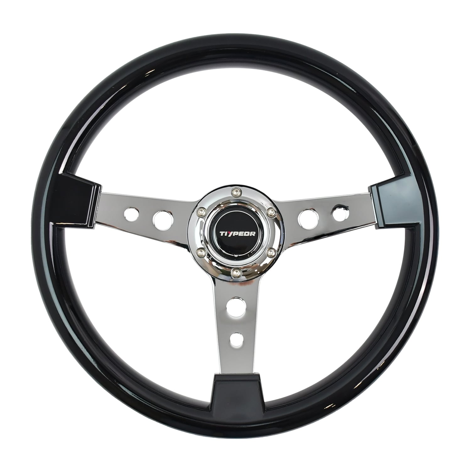 Volant de sport TIYPEOR 13,39 pouces 340 mm noir ABS classique avec rayons chromés