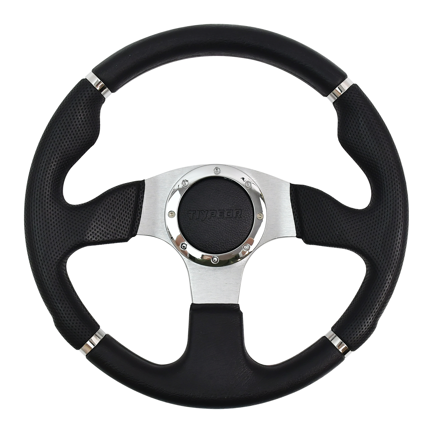 Volant universel de 12,6 pouces/320 mm en simili cuir TIYPEOR pour voiturette de golf Yamaka Club EZGO