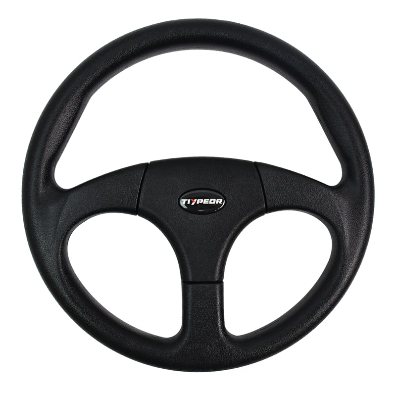 TIYPEOR Universel pour voiture 350mm/14 pouces Noir à 6 boulons en cuir PU épais Volant