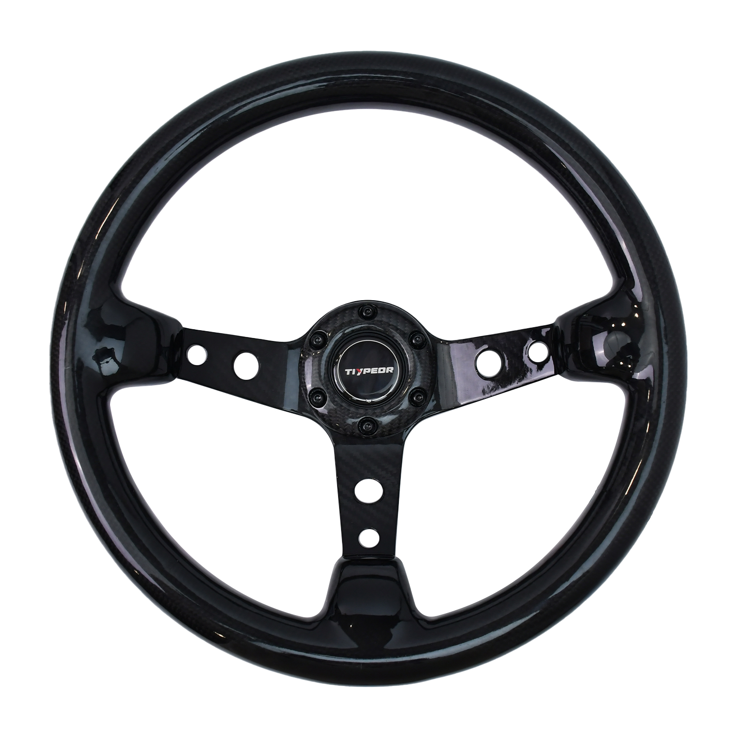 Volant modifié haut de gamme en fibre de carbone noire TIYPEOR 340mm Deep Dish