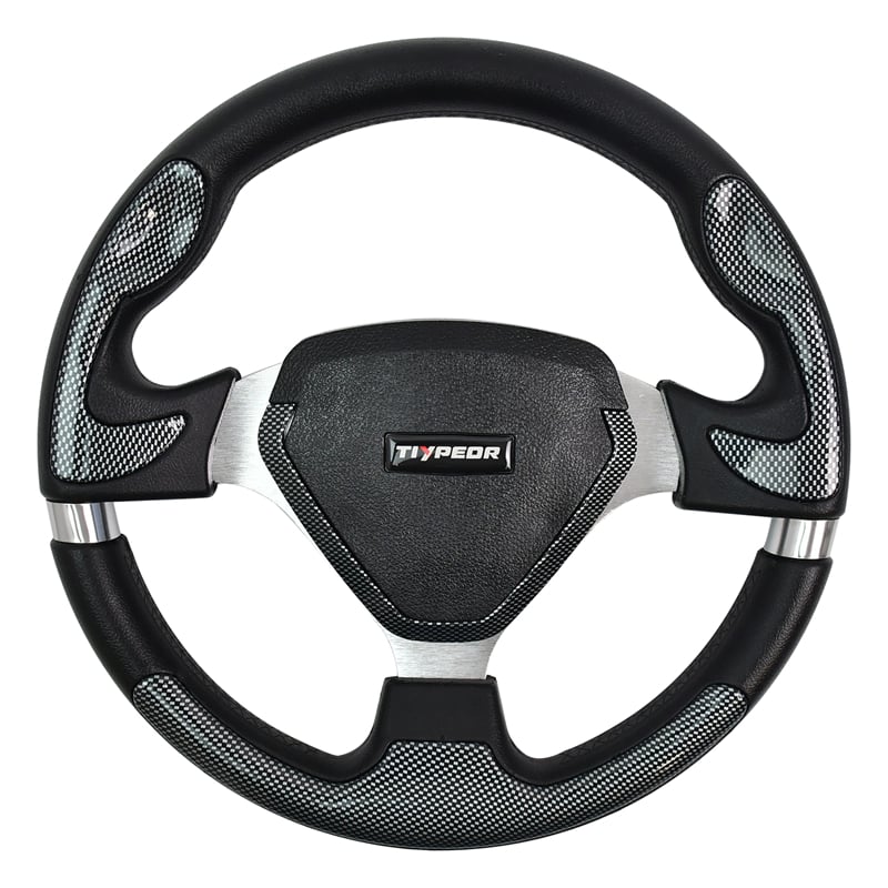 Volant TIYPEOR pour bus et chariot de golf, 320 mm / 12,6 pouces, en cuir