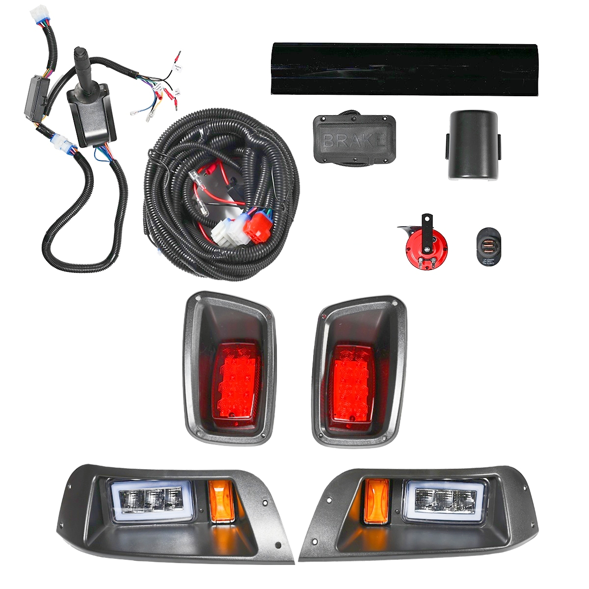 How does a golf cart light kit improve safety and visibility?