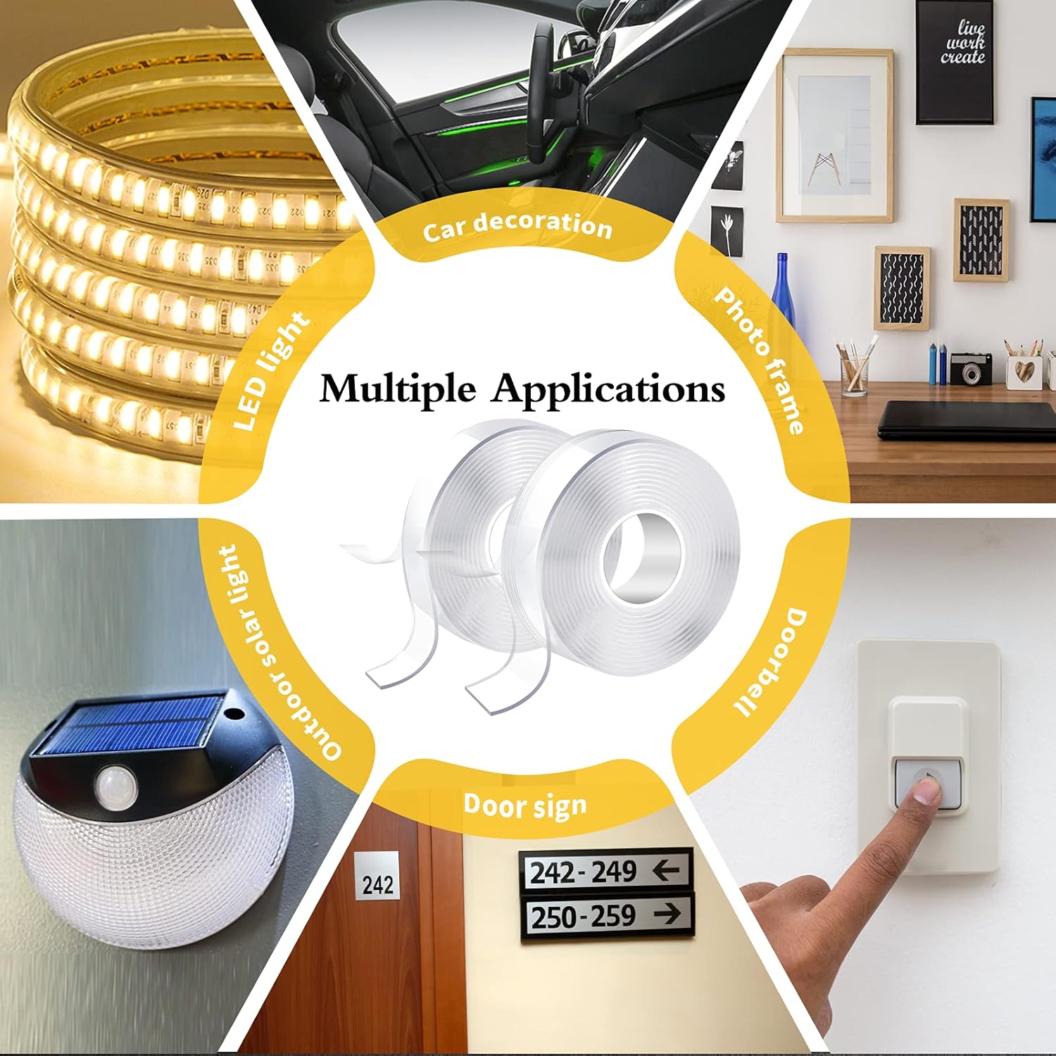 Double Sided Gel Tape - Removable Traceless Mounting Adhesive for Walls and Carpets