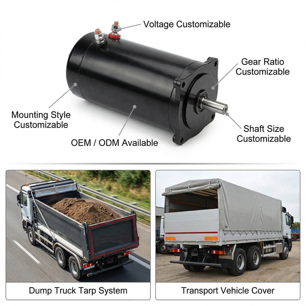 RM12ZX-24V 1200W IP67 DC Motor for Dump Truck