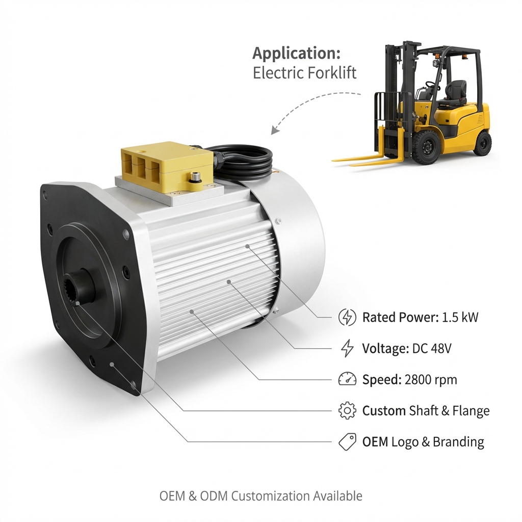 RM4815 1.5kW 48V DC Forklift Motor for Electric Pallet Jack