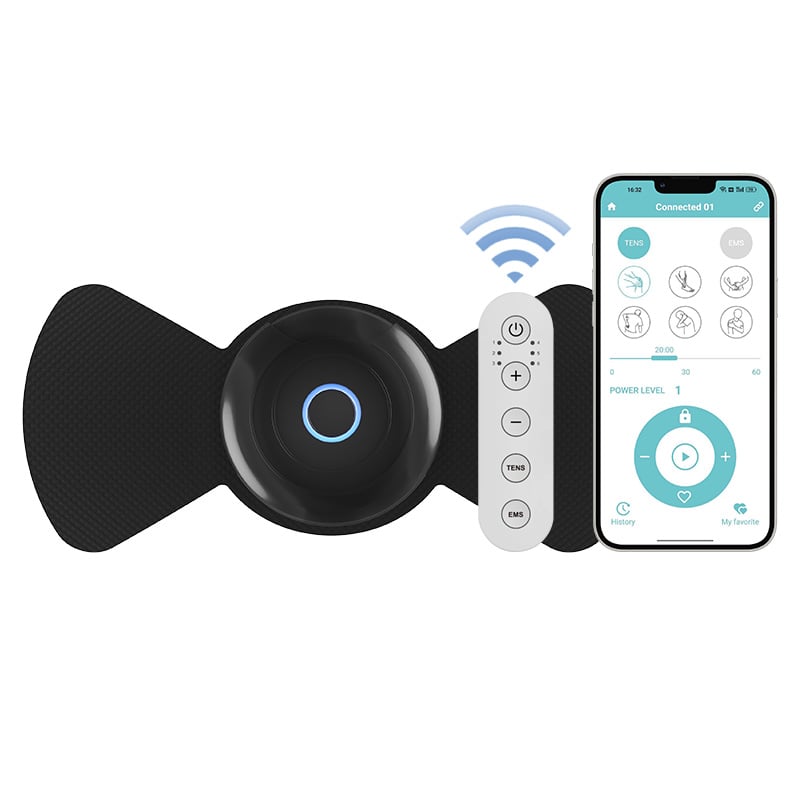 Smart App Controlled Wireless TENS Unit for Pain Relief, Electrotherapy and Rehabilitation
