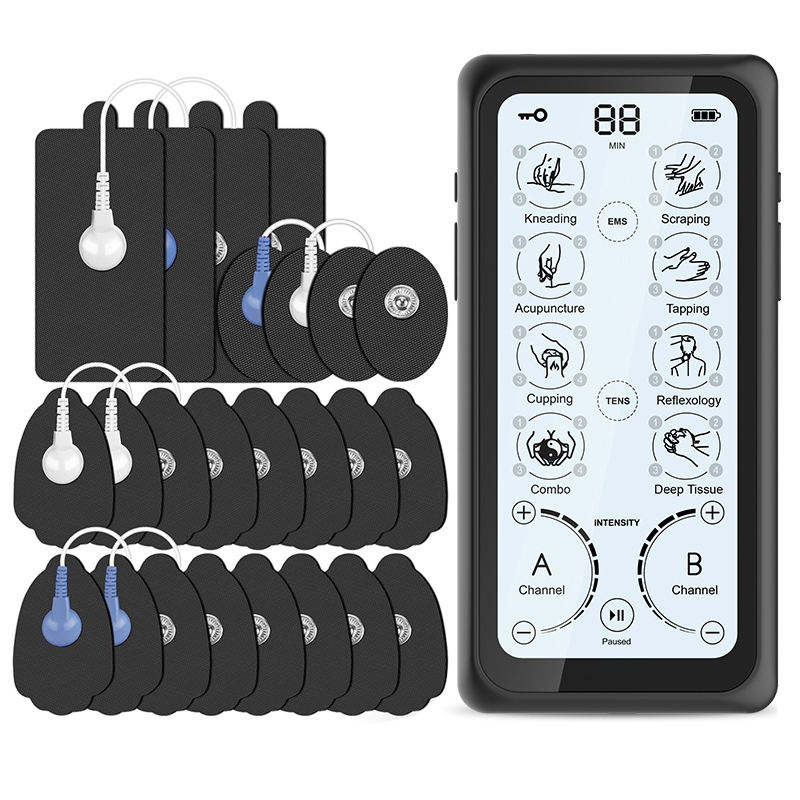 Touchscreen TENS EMS Machine with Dual Channel Muscle Stimulation for Pain Relief, Rehabilitation and Electrotherapy