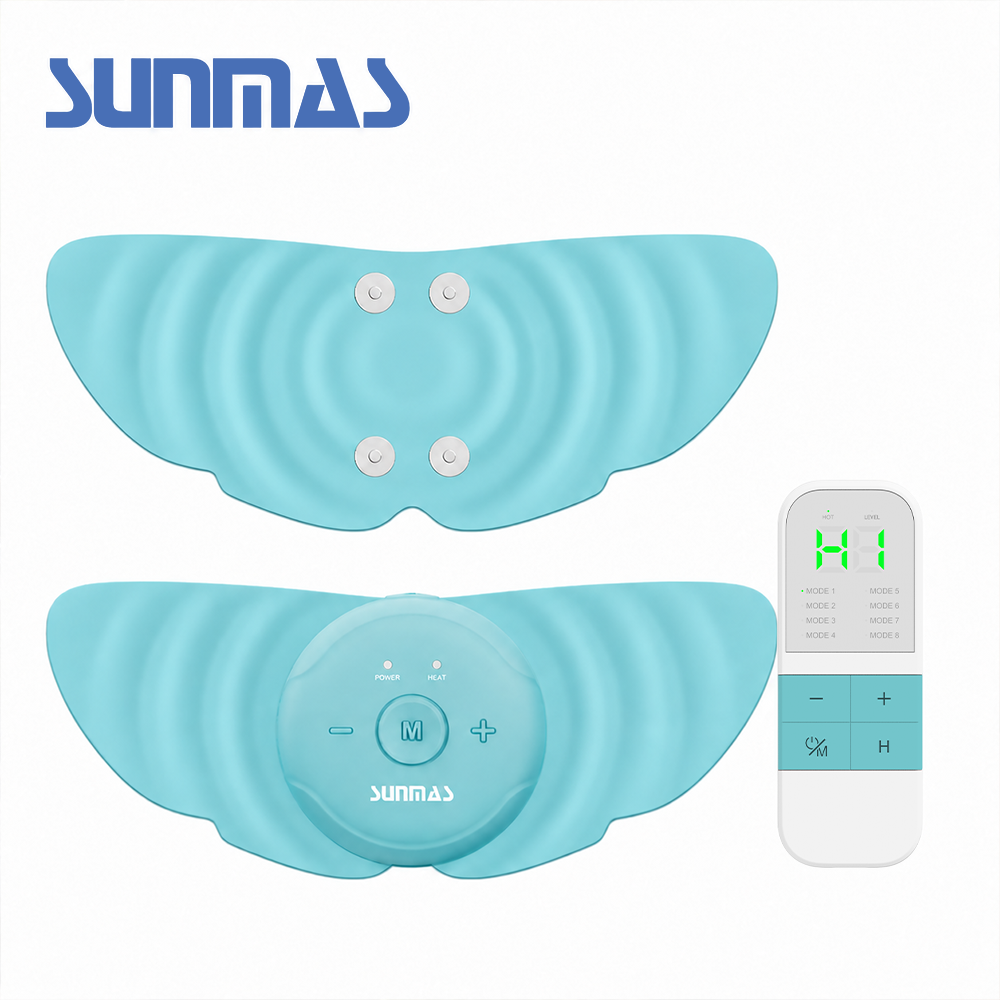 SUNMAS Wireless TENS Unit with Remote Control and 3-Level Heat for Menstrual Pain Relief