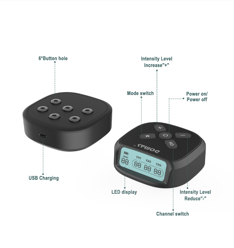 SUNMAS Wireless Heated TENS Patch Massager with Remote Control, 6 Modes and 3 Heat Levels