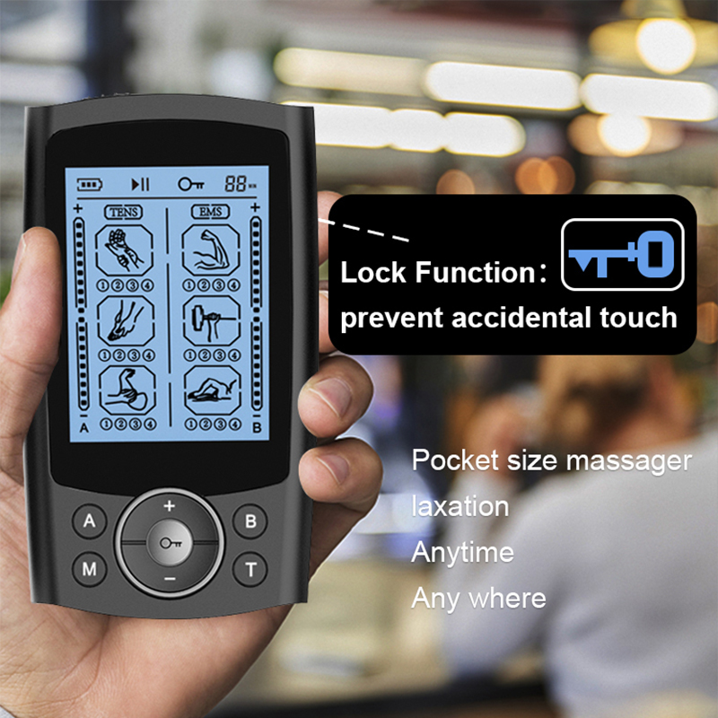 Portable Dual Channel TENS EMS Machine, Handheld Muscle Stimulator for Pain Relief, Electrotherapy and Physical Therapy Equipment manufacture
