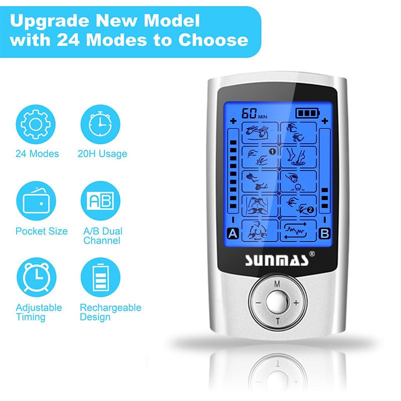 Smart Dual Channel TENS EMS Muscle Stimulator Machine for Back Pain Relief, Neck Pain Relief, Joint Pain Relief and Physical Therapy Equipment factory