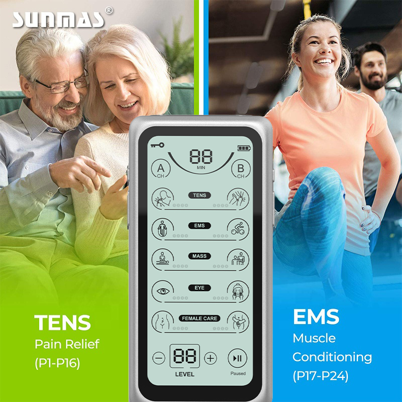 Touchscreen TENS EMS Machine with Dual Channel Muscle Stimulation for Pain Relief, Rehabilitation and Electrotherapy manufacture