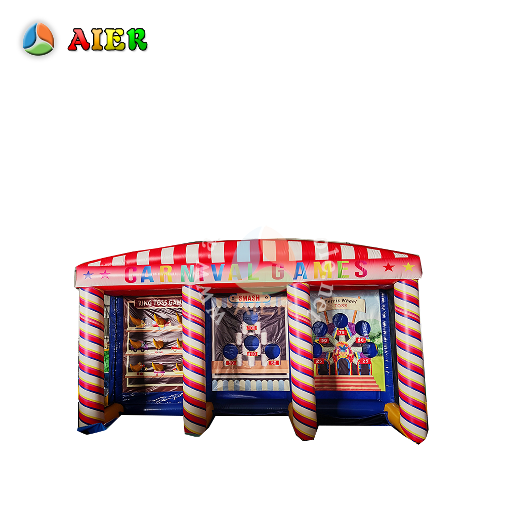 X237 3-in-1 Inflatable Carnival Games Stall Commercial Carnival Booth with Ring Toss and Ferris Wheel Toss for Events