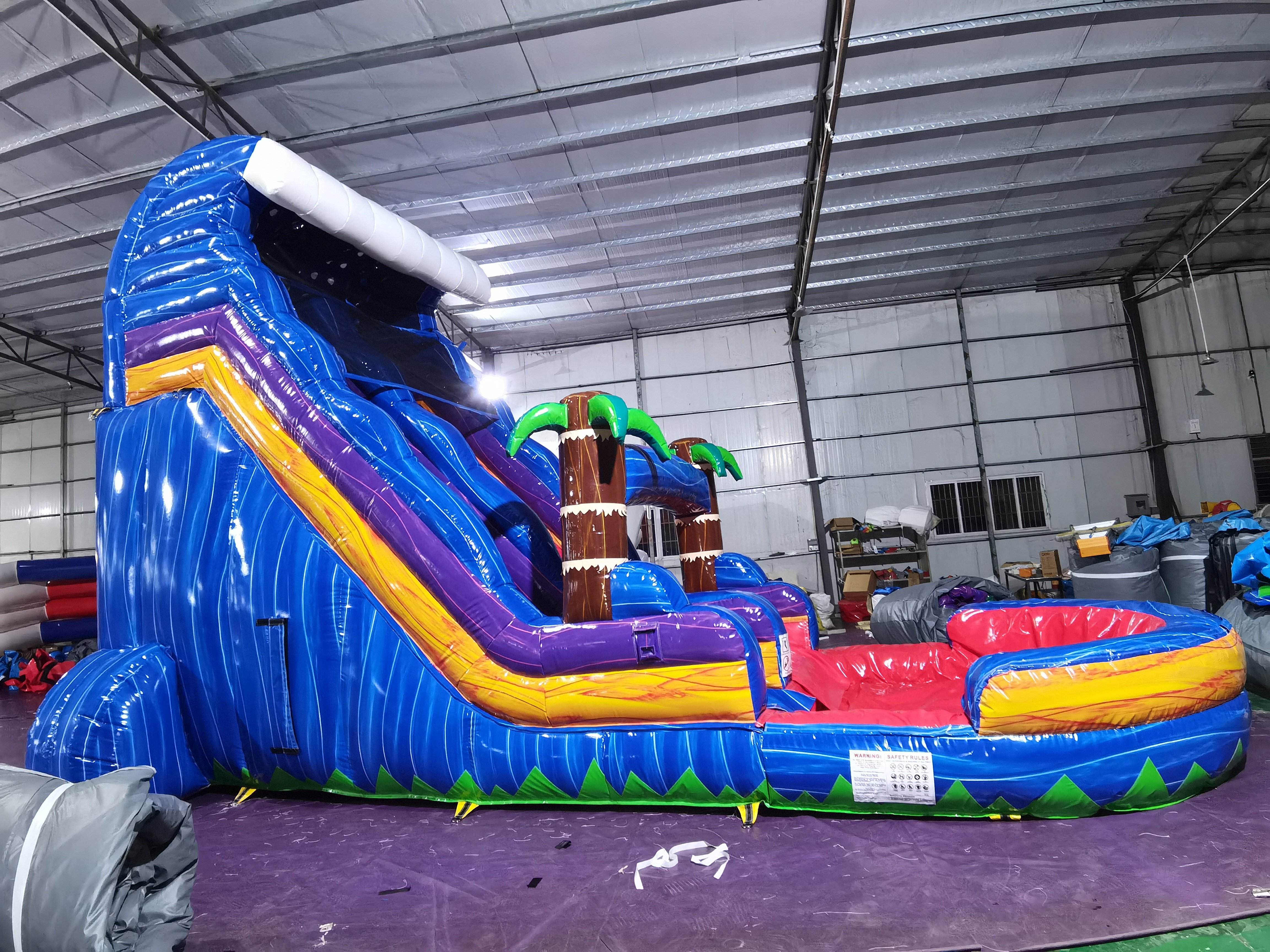 Commercial Heavy Duty WILD THING Inflatable Water Slide - Iridescent Blue Gray for Party Rental & Carnival