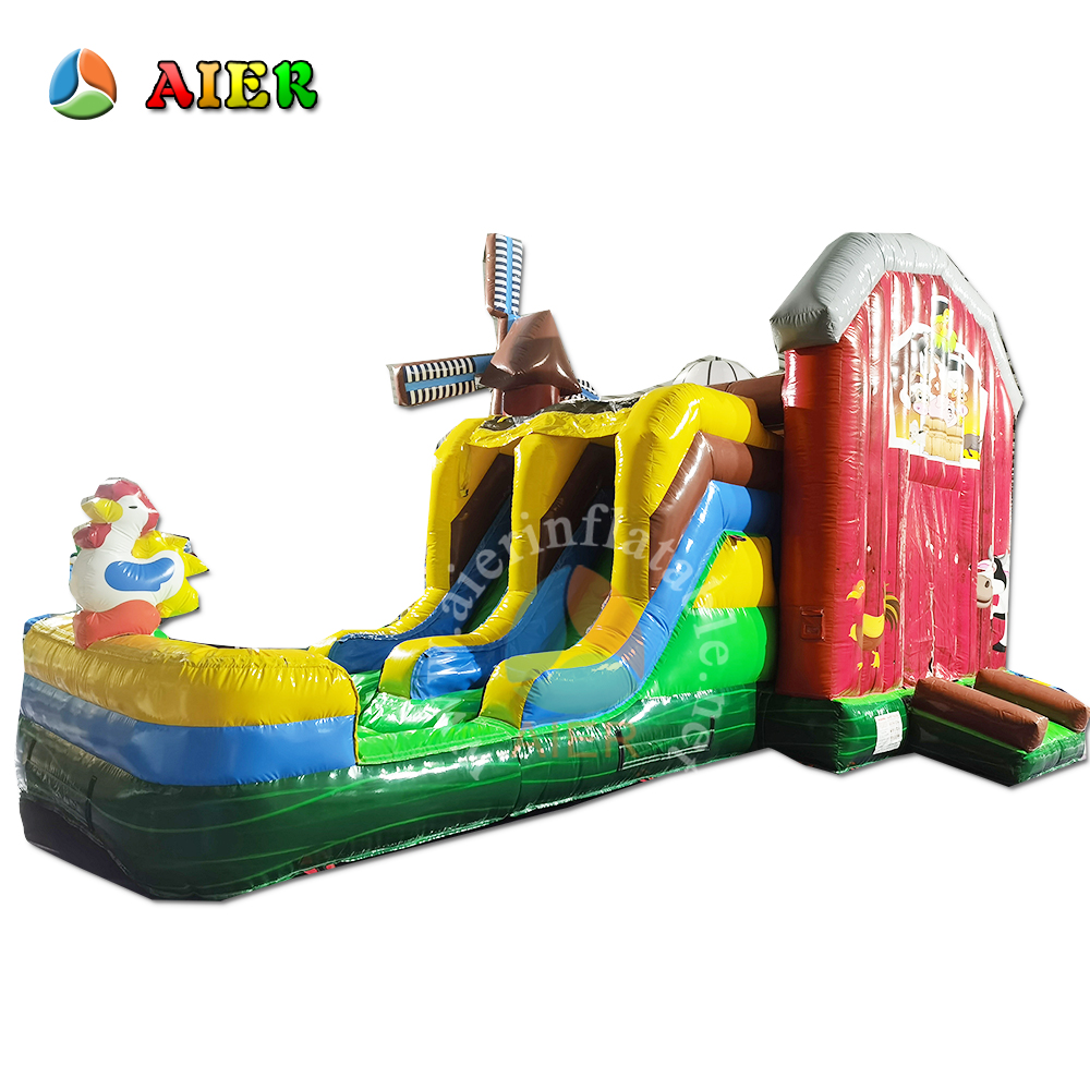 Family-Friendly Farm Barnyard Inflatable Slide Combo for Backyard Farm Play