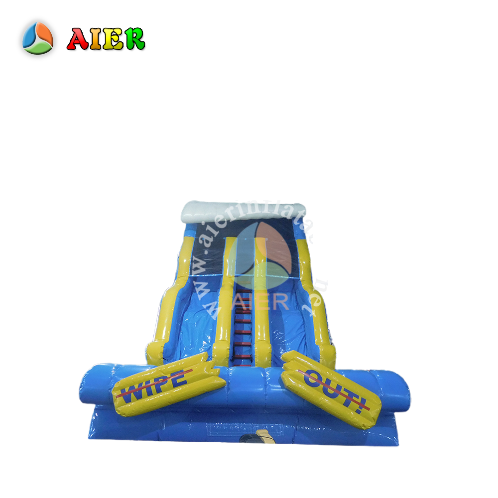L473 Bright Yellow Blue Double Lane Inflatable Water Slide