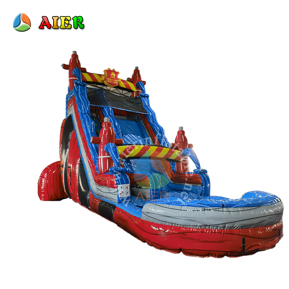 L445 Outdoor Firefighter Themed Inflatable Water Slide for Backyard Summer Play