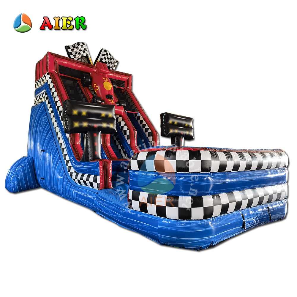L446 Speed Racing Car Style Inflatable Water Slide for Backyard Summer Entertainment
