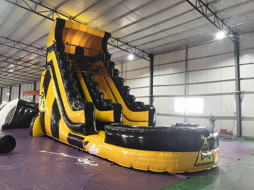 Toxic Element Themed Yellow-Black Large Inflatable Slide Playground