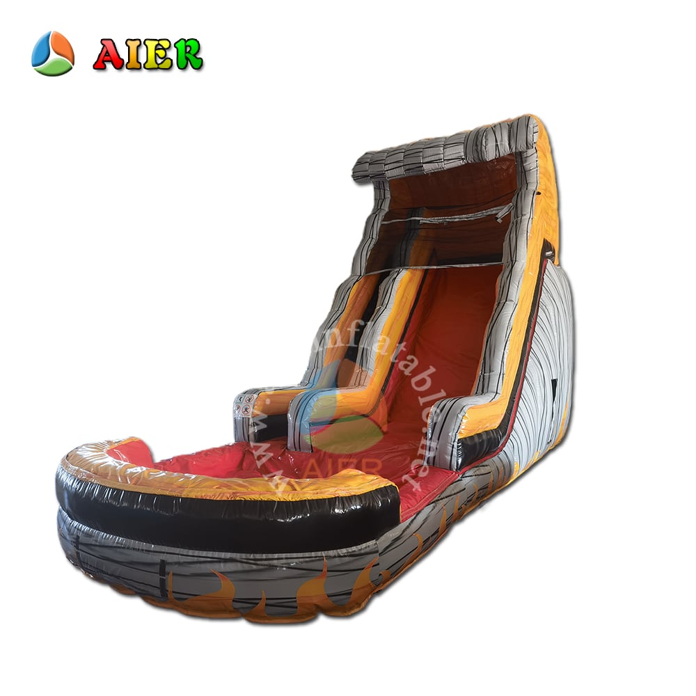 L454 Shiny Gray Orange Iridescent Inflatable Water Slide for Backyard Summer Play
