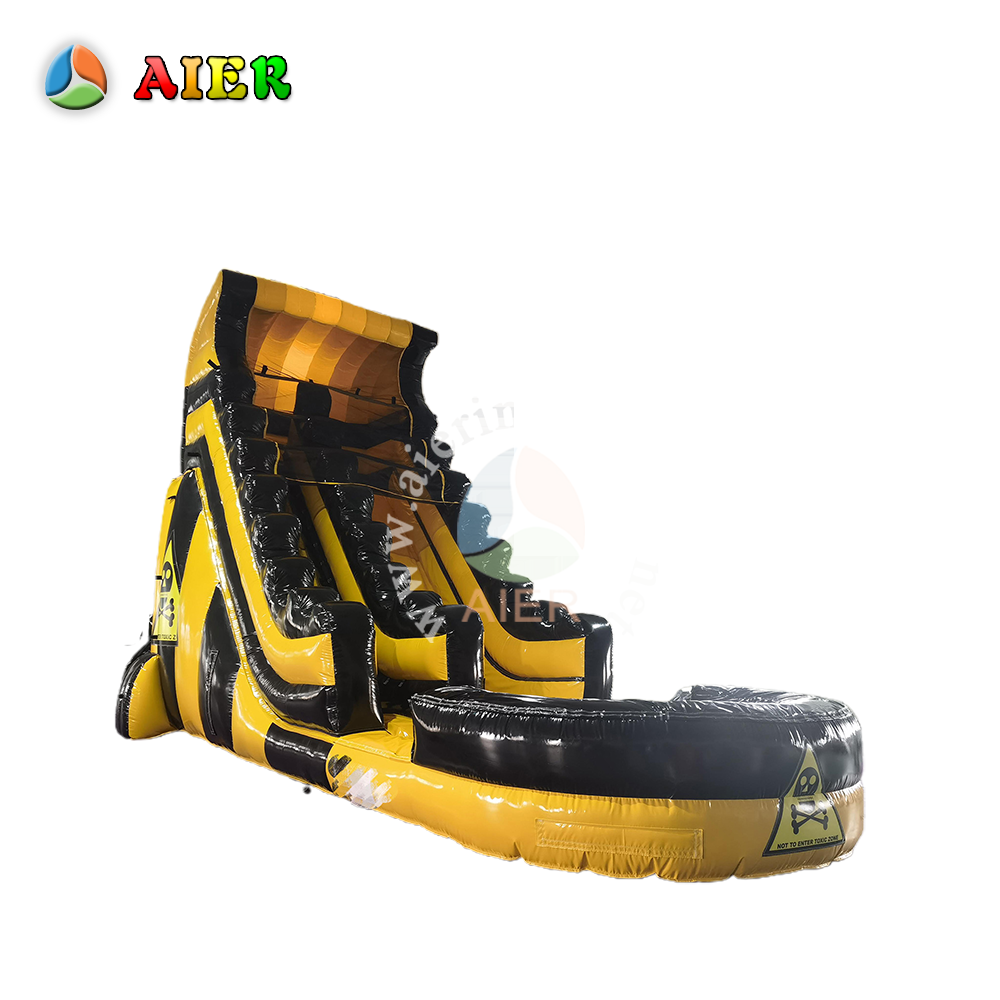 L498 Industrial Warning Color Toxic Element Inflatable Water Slide