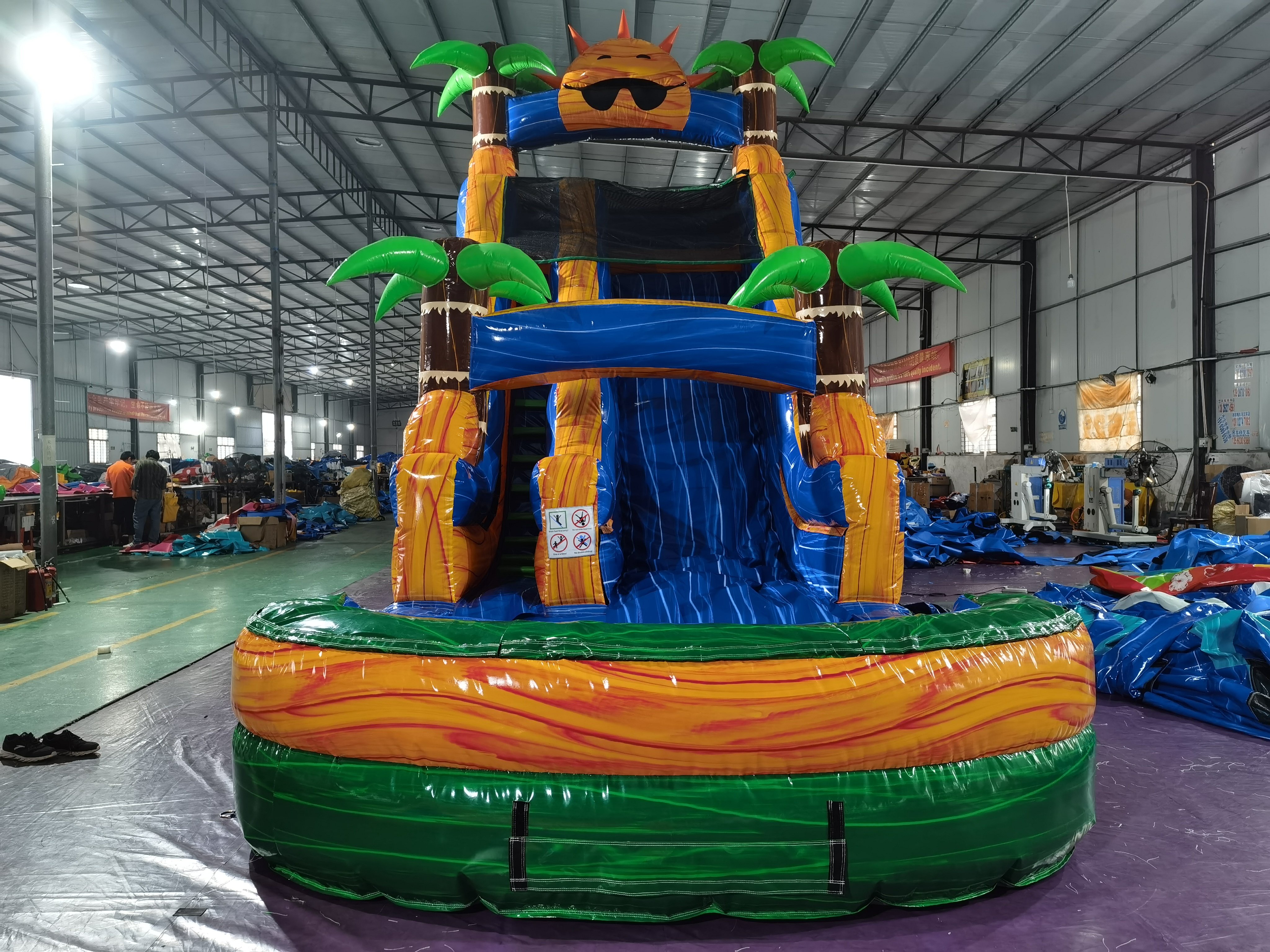 In-Stock Tropical Sun-Themed Inflatable Water Slide - Limited Stock Clearance for Backyard Summer Fun