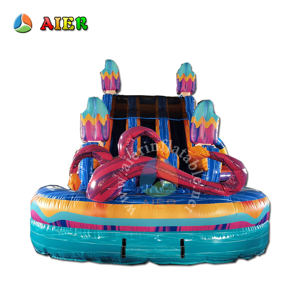 L442 Lovely Ice Cream Designed Inflatable Water Slide for Backyard Summer Entertainment