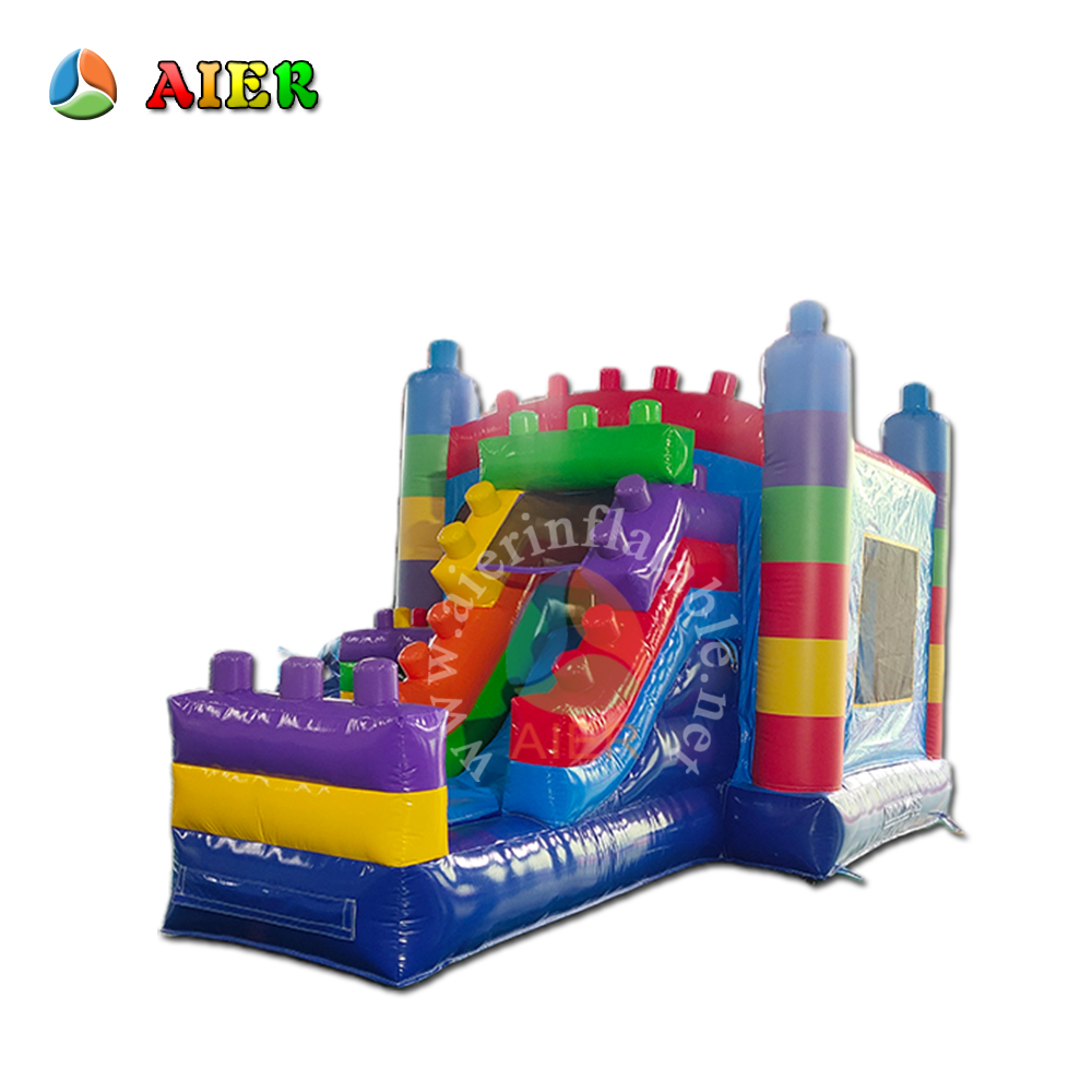Tall Building Block Themed Inflatable Slide Combo for Kids’ Block Parties