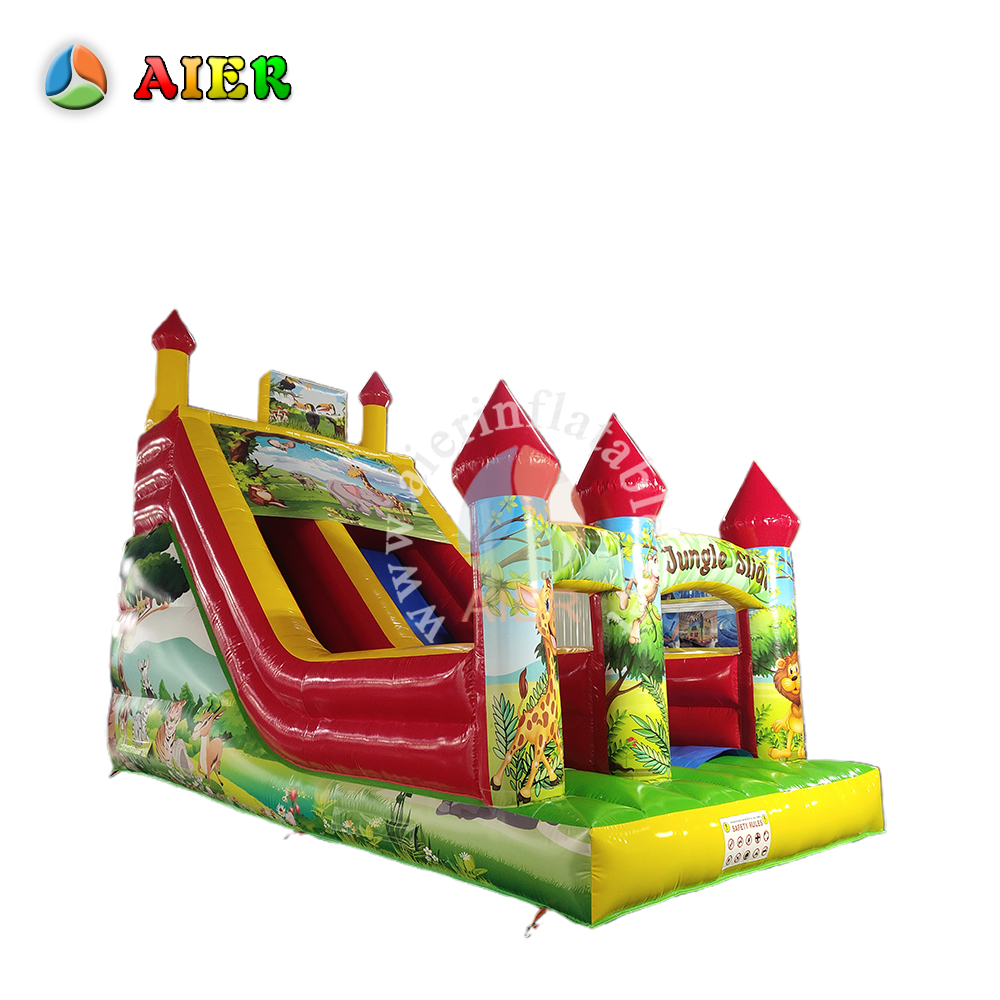 L467 Green Forest Style Inflatable Dry Slide for Backyard Play