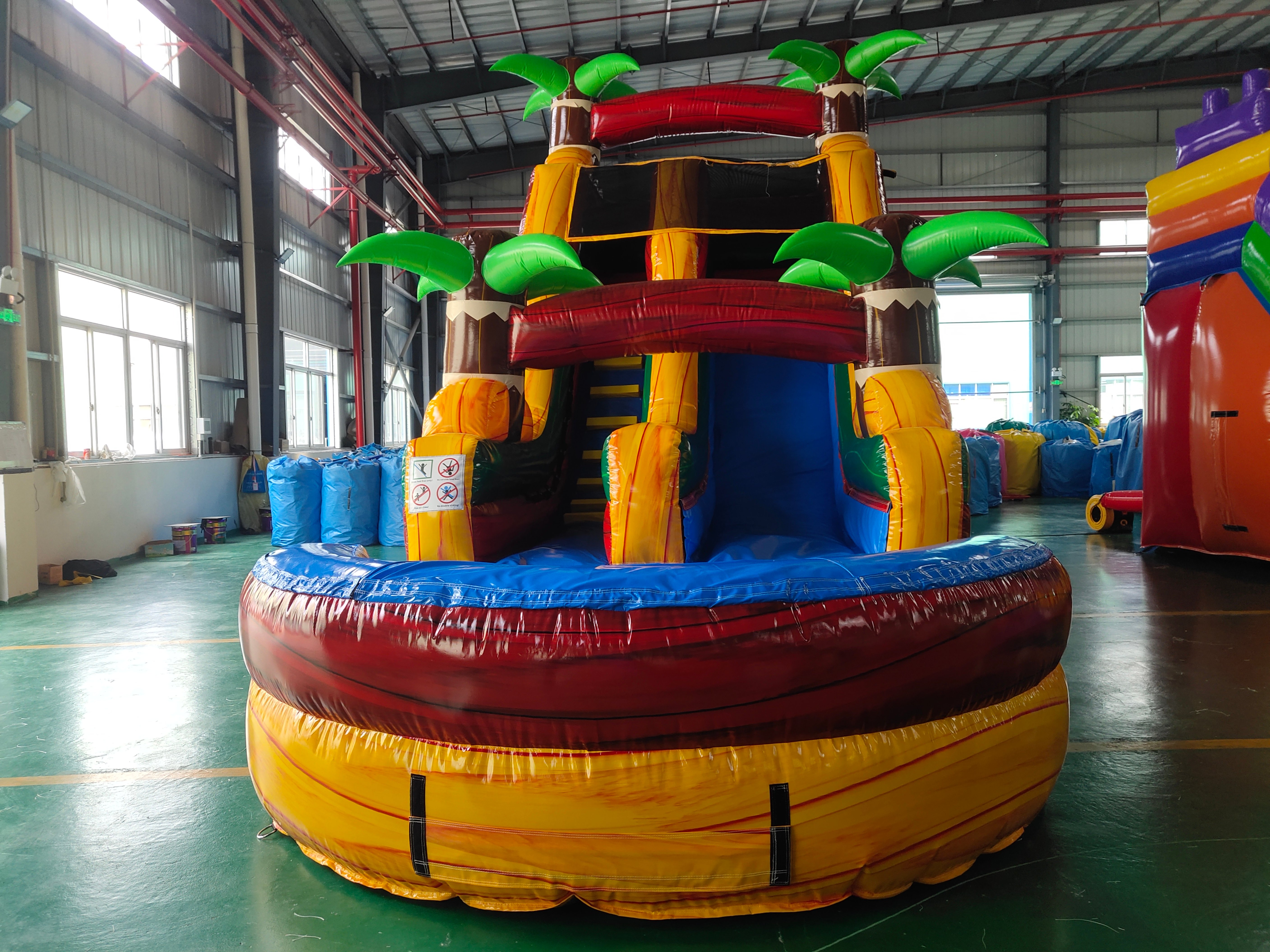 In-Stock Iridescent Yellow Dual-Use Dry-Wet Inflatable Slide - Heavy Duty for Beach Resort & Outdoor Carnival Events