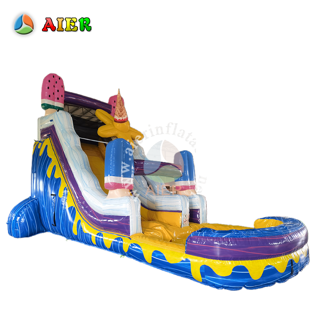 L481 Colorful Ice Cream Inflatable Water Slide for Summer Backyard Fun