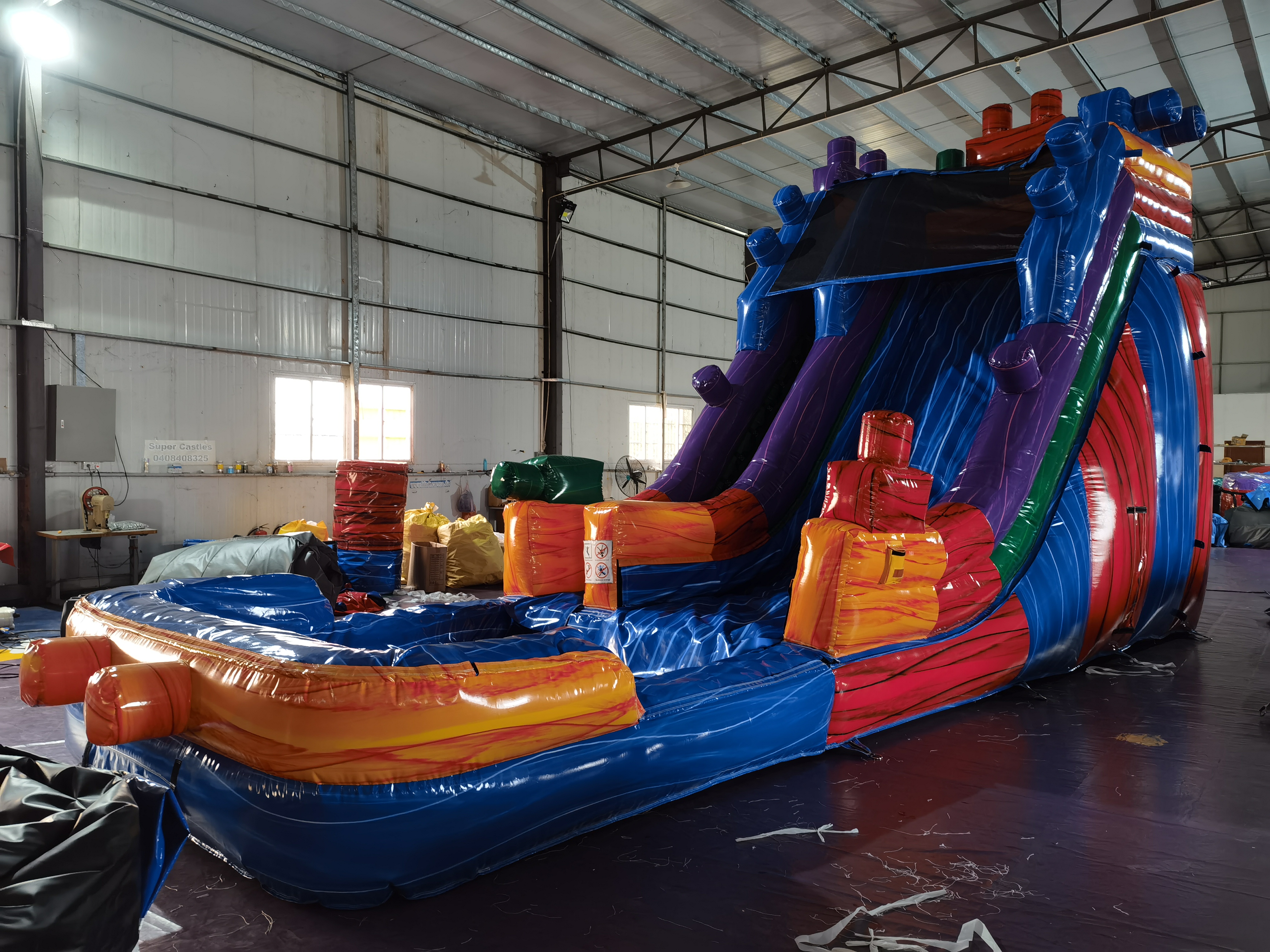 In-Stock Lego-Inspired Iridescent Inflatable Water Slide - Limited Stock Clearance for Backyard Summer