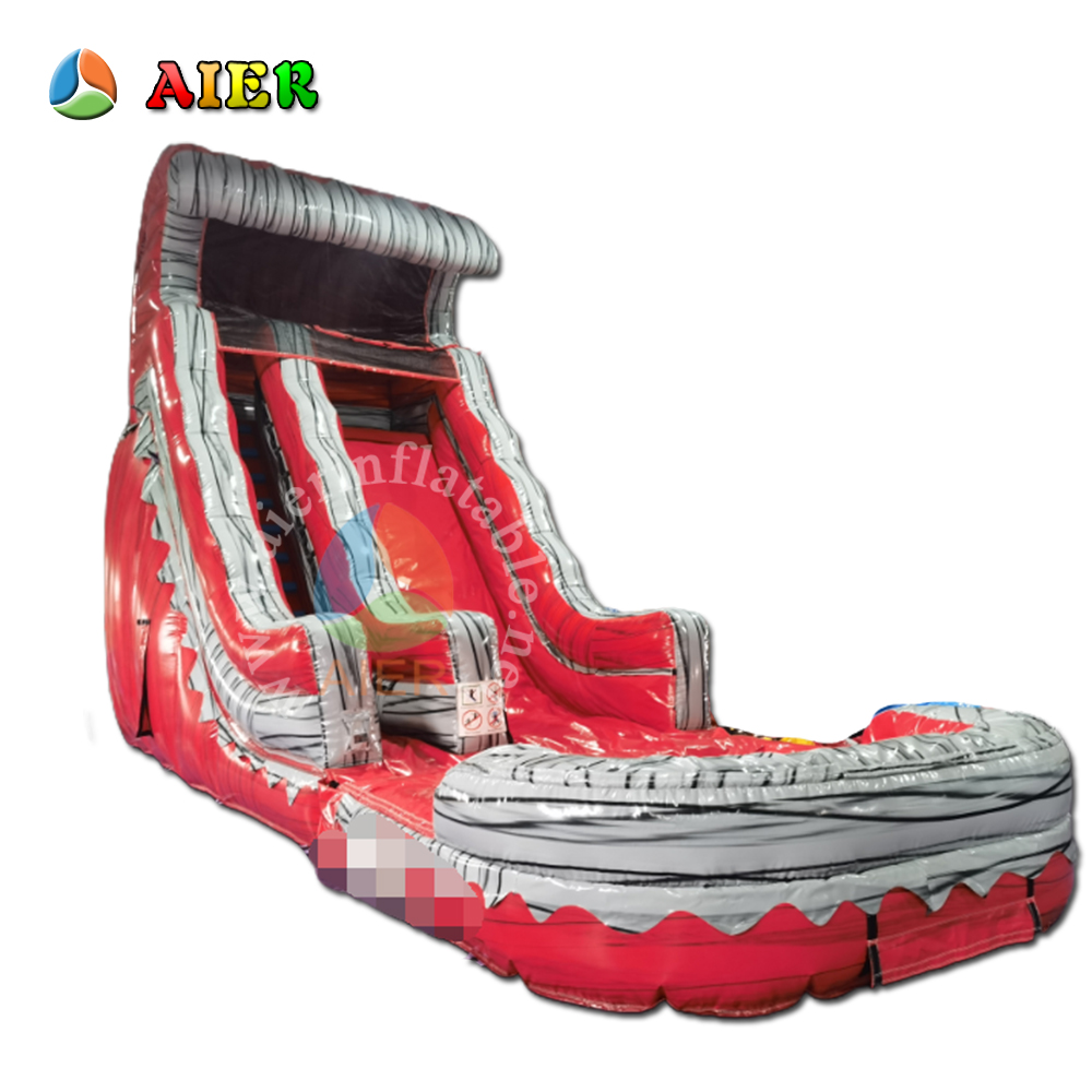 L434 Glossy Shiny Iridescent Red Inflatable Water Slide for Backyard Summer Play