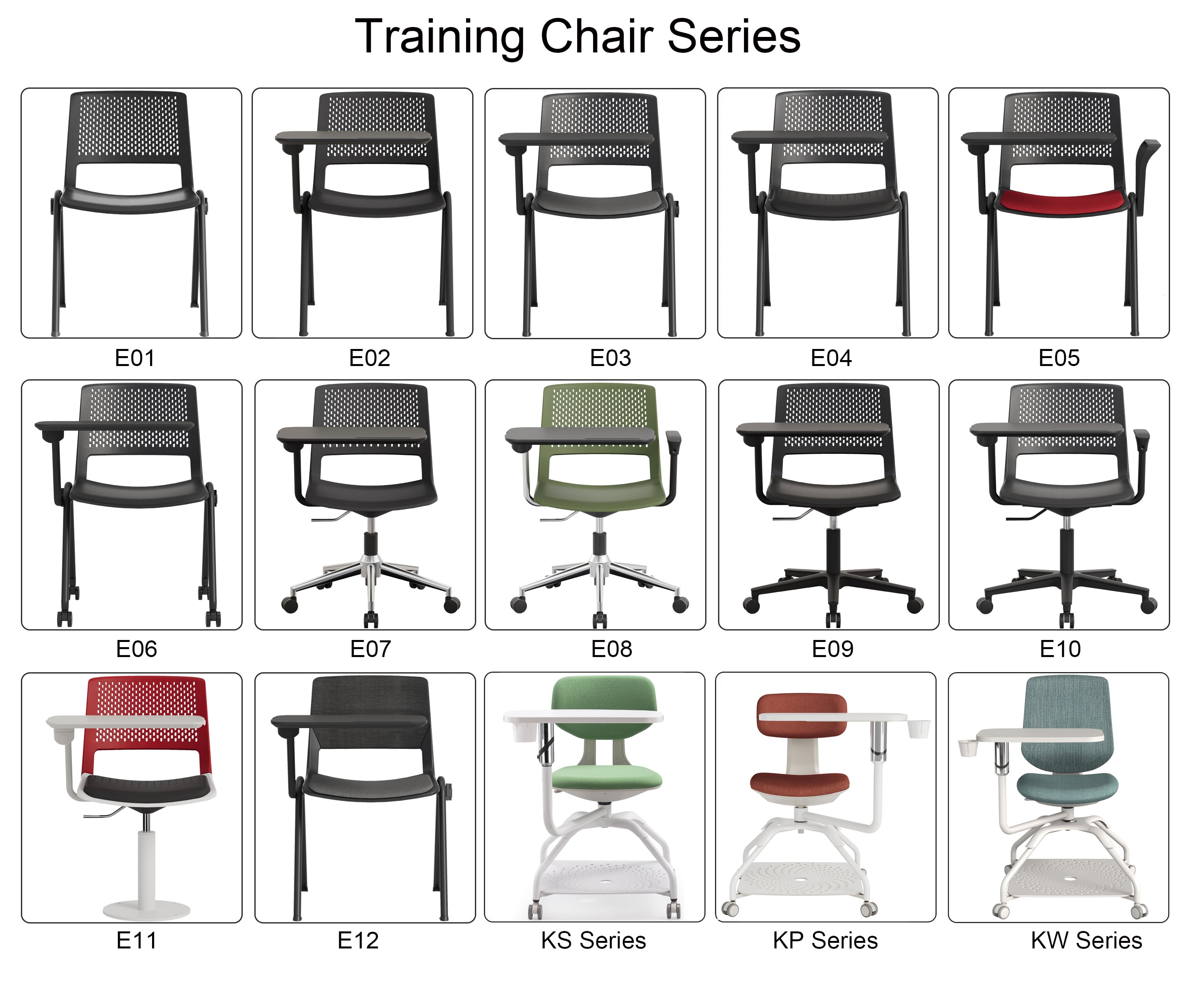 Training Chair With Writing Pad Plastic Seat Adjustable Height for Ergonomic School Child Study Chair