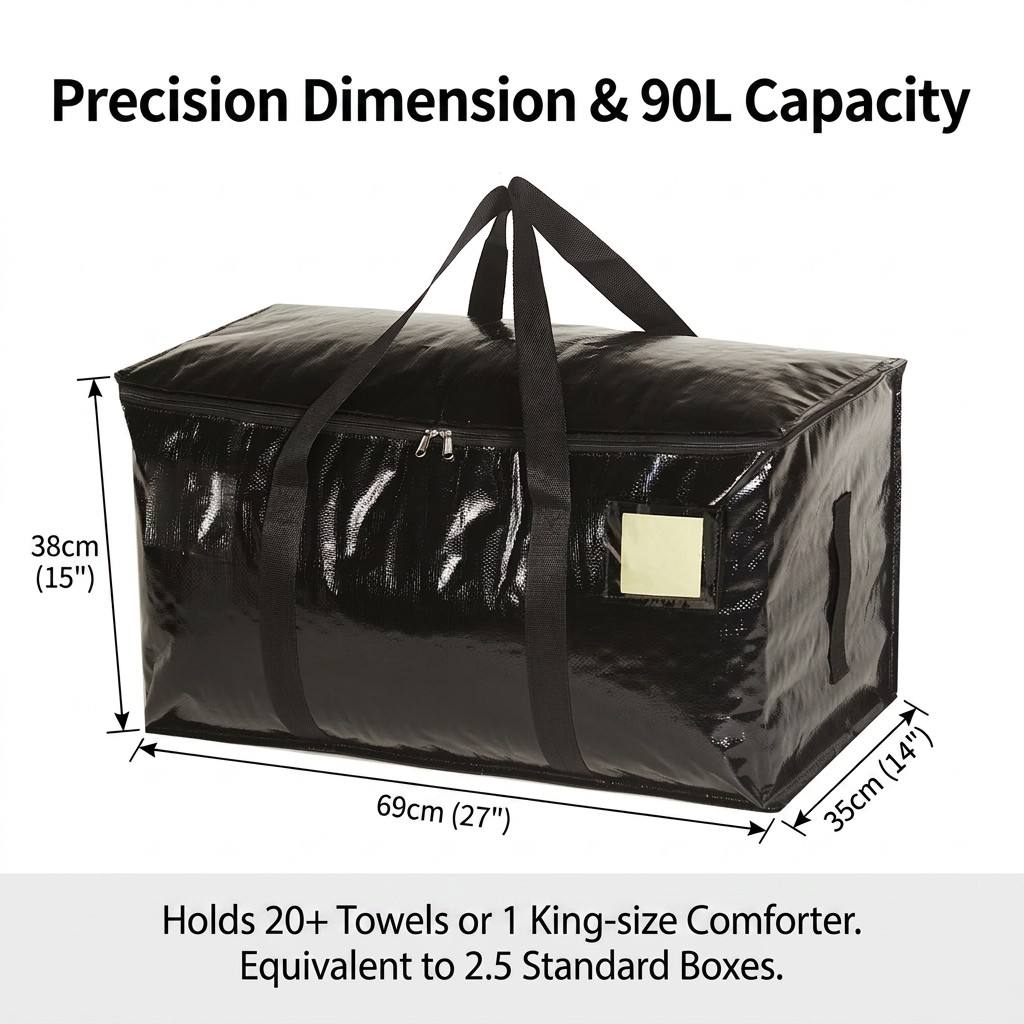 Heavy Duty Moving Bags 6 Pack - Waterproof XL Storage Bags for Moving & Organizing, 50lbs Load Capacity, Reusable Packing Totes with 3-Way Carrying (Handles & Backpack Straps) for Travel & Camping