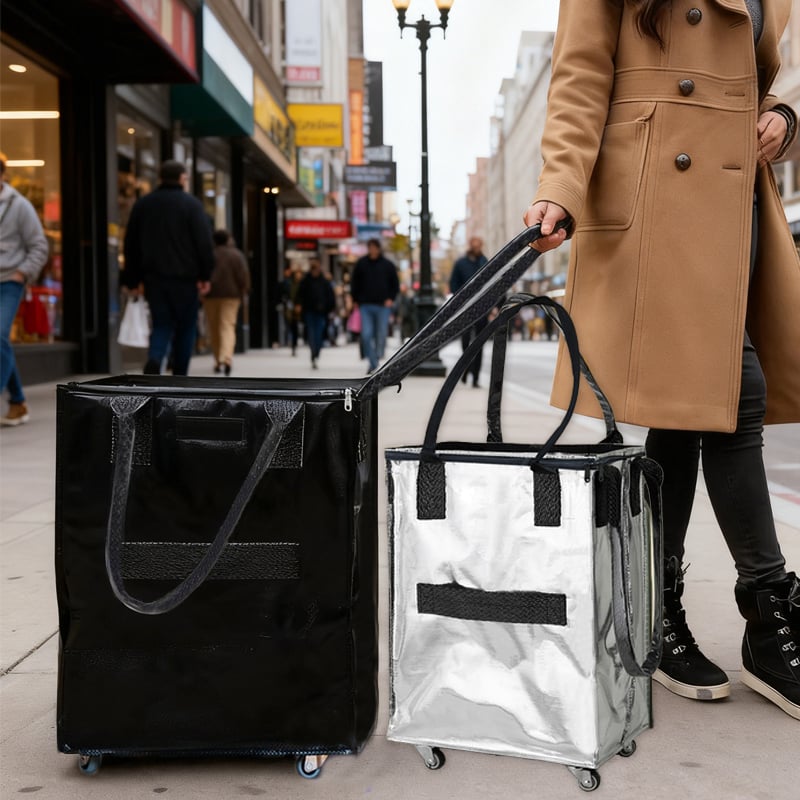 Supermarket Trolley Bag Folding Rolling Tote Bag Large Waterproof Wheeled Luggage Reusable Grocery Shopping Bag with Wheels