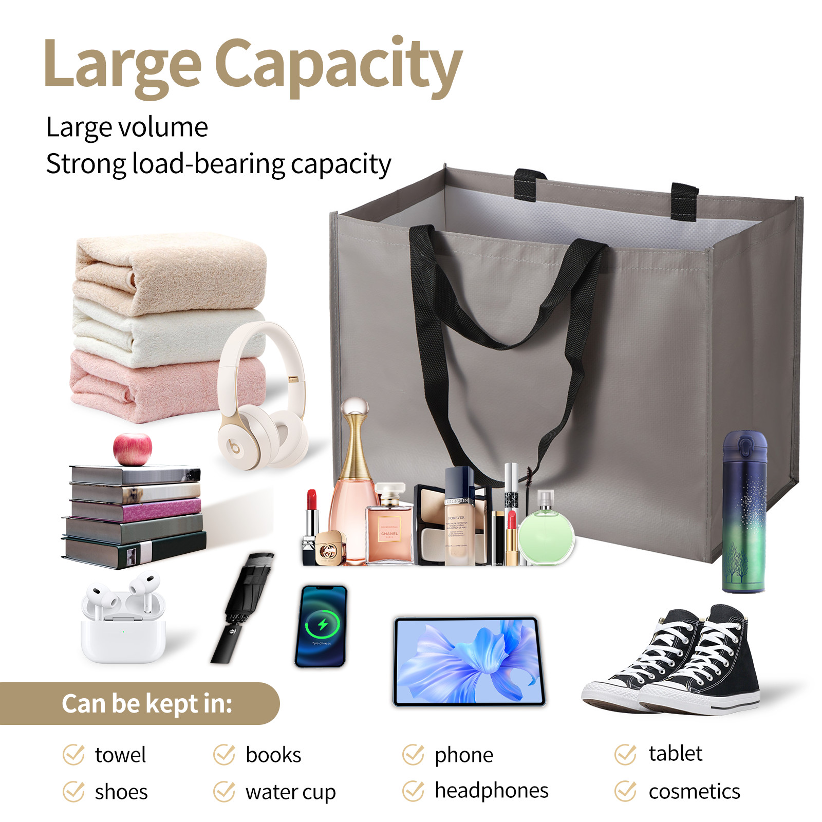 Bolsas de Compras Ecológicas Personalizadas em Tecido PP Trançado Reciclado GRS, Resistentes, Impermeáveis, Dobráveis, na Moda, para Praia, Bolsa de Mão