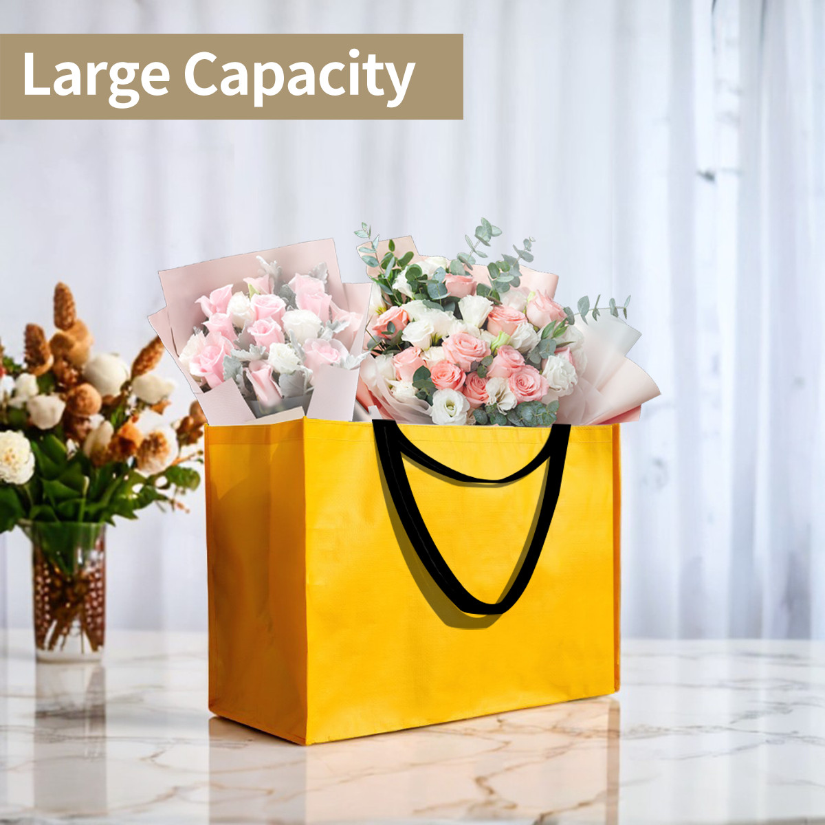 Bolsas de Compras Ecológicas Personalizadas em Tecido PP Trançado Reciclado GRS, Resistentes, Impermeáveis, Dobráveis, na Moda, para Praia, Bolsa de Mão