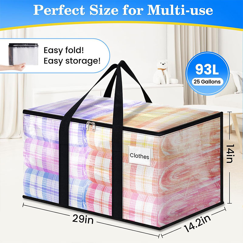 Clear Plastic Moving Storage Bags Extra Large Zippered Storage Totes with Label Pocket Waterproof Foldable Clothes Blanket Organizer Bags Closet Seasonal Storage Moving Supplies