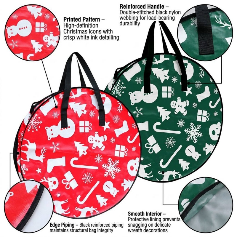 Heavy Duty Round Wreath Dust Bag Christmas Storage Container 28 Inch 28