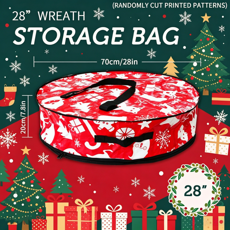 Heavy Duty Round Wreath Dust Bag Christmas Storage Container 28 Inch 28