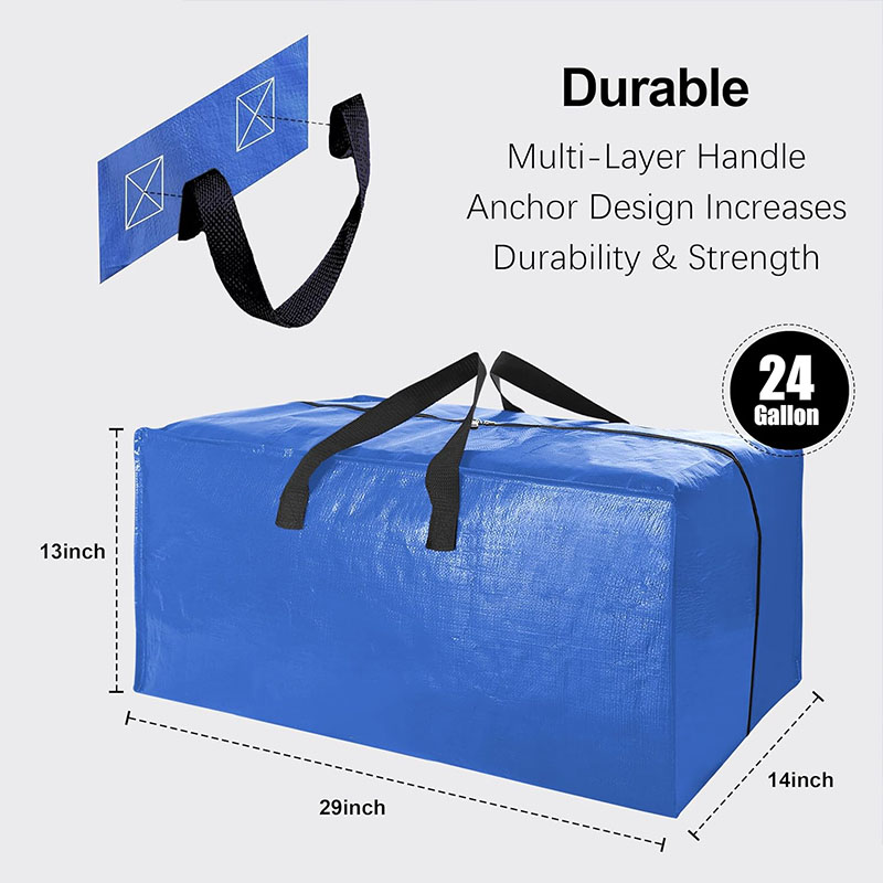 6 Pack Extra Large Heavy Duty Moving Storage Bags Reinforced Handle Waterproof Foldable Zipper Storage Totes Alternative Moving Boxes for Clothes Blankets Bedding Dorm Relocation