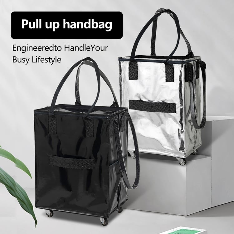 Supermarket Trolley Bag Folding Rolling Tote Bag Large Waterproof Wheeled Luggage Reusable Grocery Shopping Bag with Wheels