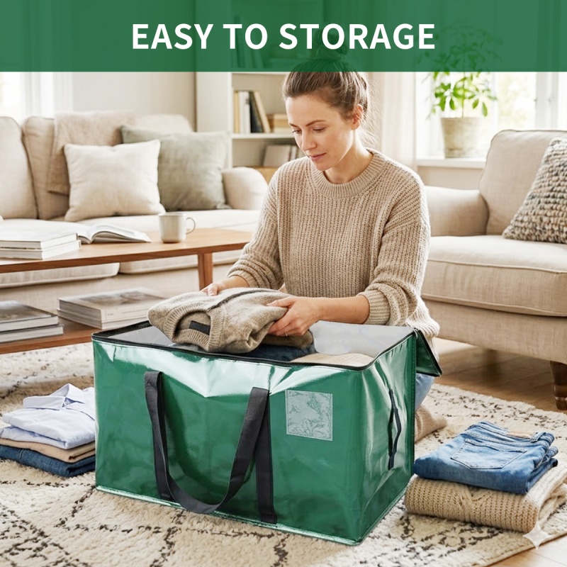 Multi-Purpose Heavy Duty Extra Large Moving Storage Bags, Waterproof Foldable Tear Resistant Zipper Totes with Reinforced Handles, Reusable Stackable Dorm Storage, Cardboard Box Alternative