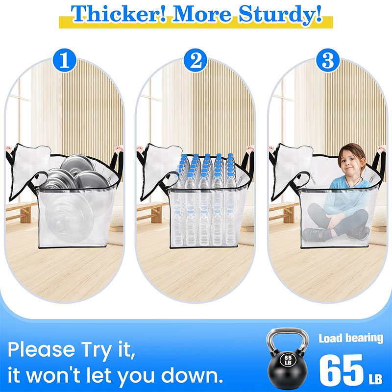 Clear Plastic Moving Storage Bags Extra Large Zippered Storage Totes with Label Pocket Waterproof Foldable Clothes Blanket Organizer Bags Closet Seasonal Storage Moving Supplies