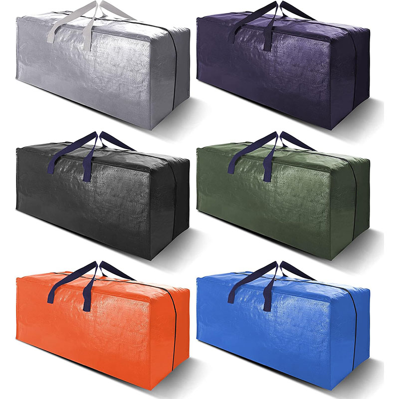 6 Pack Extra Large Heavy Duty Moving Storage Bags Reinforced Handle Waterproof Foldable Zipper Storage Totes Alternative Moving Boxes for Clothes Blankets Bedding Dorm Relocation