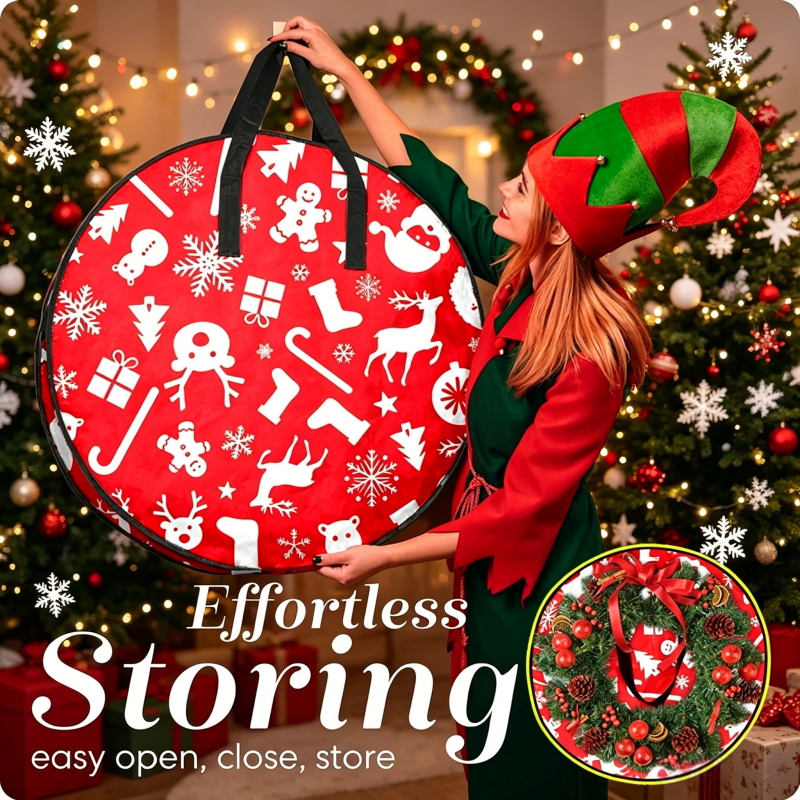 Heavy Duty Round Wreath Dust Bag Christmas Storage Container 28 Inch 28