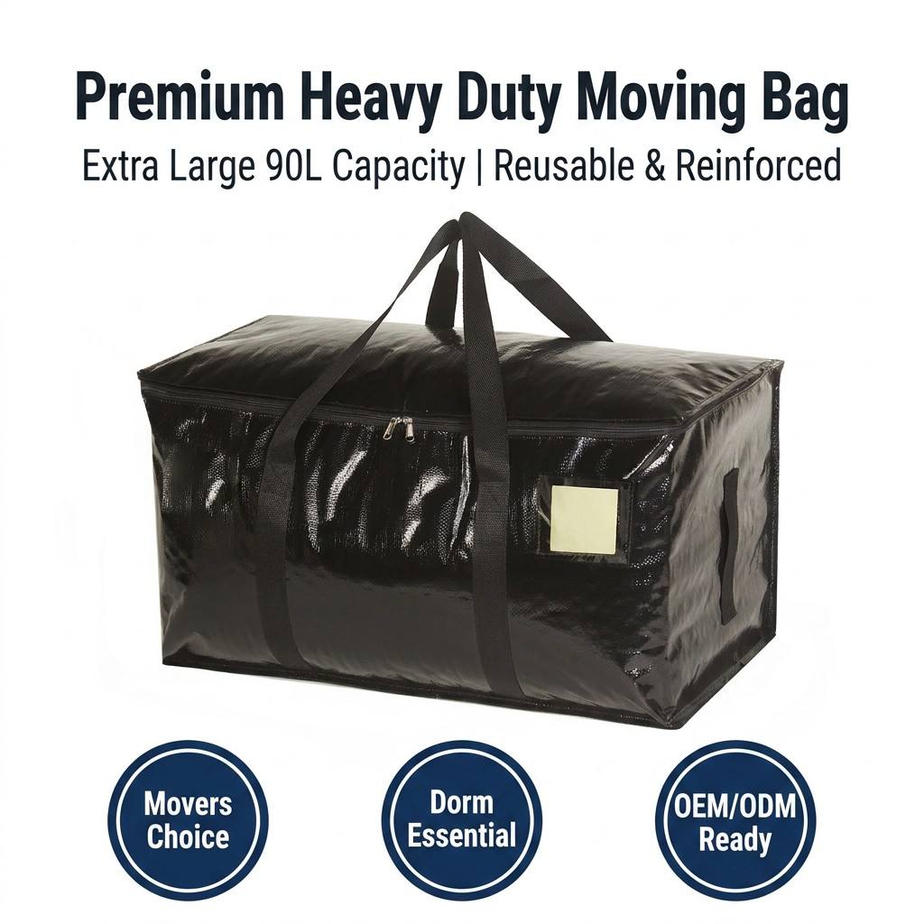 Heavy Duty Moving Bags 6 Pack - Waterproof XL Storage Bags for Moving & Organizing, 50lbs Load Capacity, Reusable Packing Totes with 3-Way Carrying (Handles & Backpack Straps) for Travel & Camping